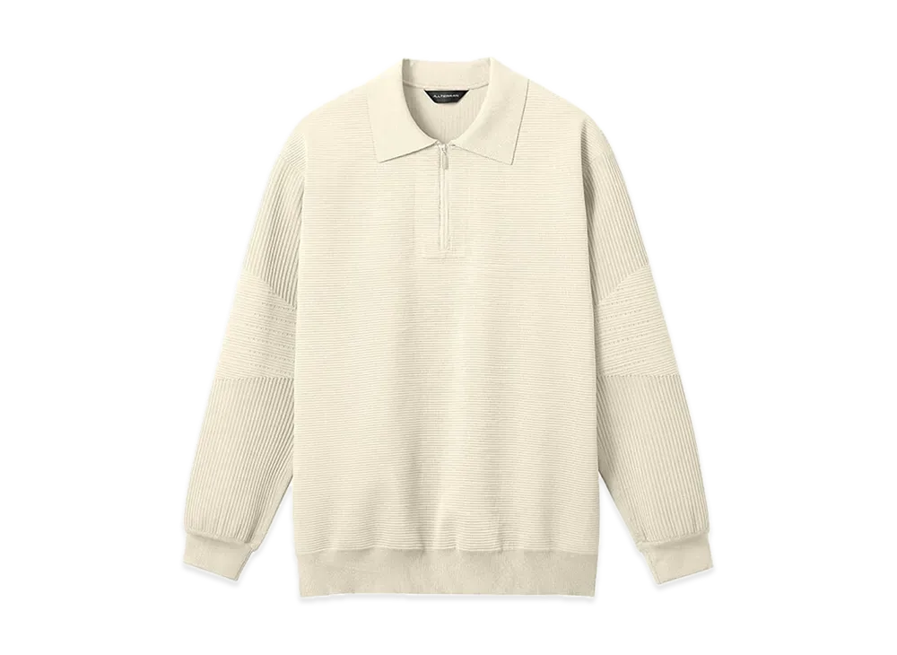 DESCENTE ALLTERRAIN Fusion Knit Long Sleeve Polo Shirt "Gray Beige"