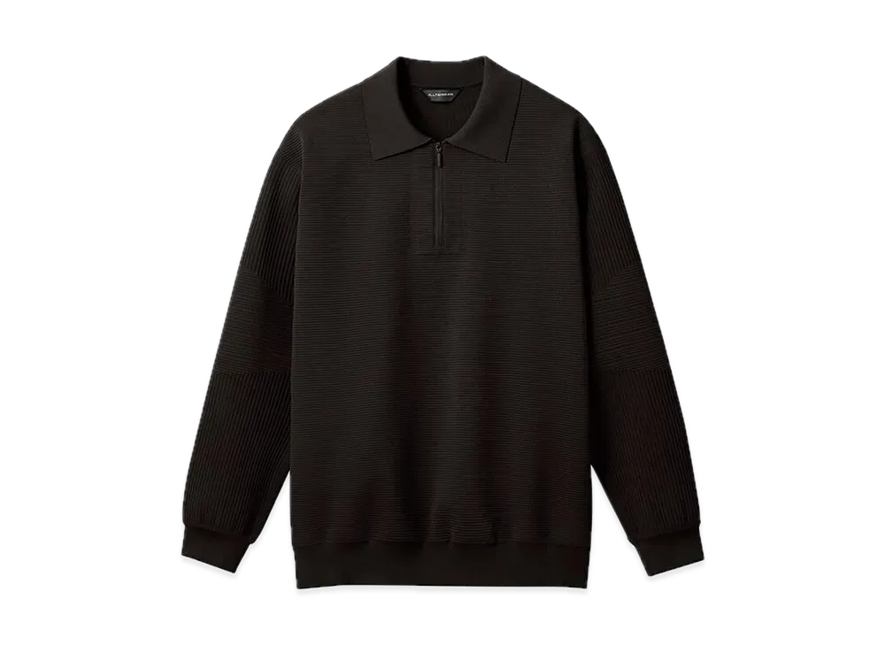 DESCENTE ALLTERRAIN Fusion Knit Long Sleeve Polo Shirt "Black"