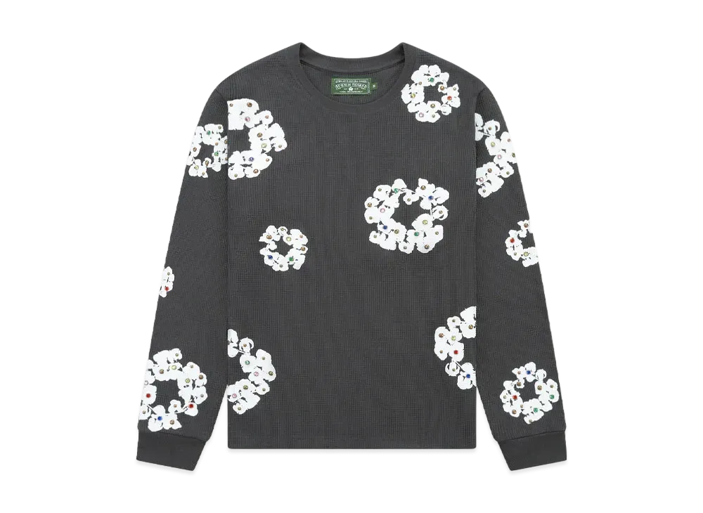 デニムティアーズ ラインストーン コットン リース サーマル "ヴィンテージ ブラック"