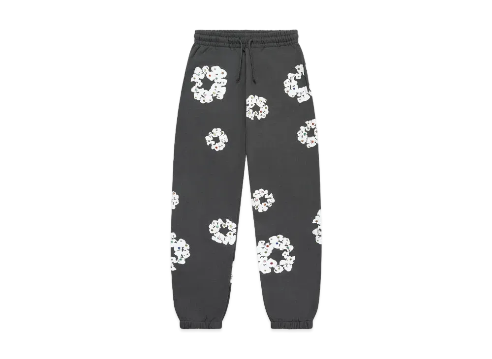 DENIM TEARS Rhinestone Cotton Wreath Sweatpants "Vintage Black"
