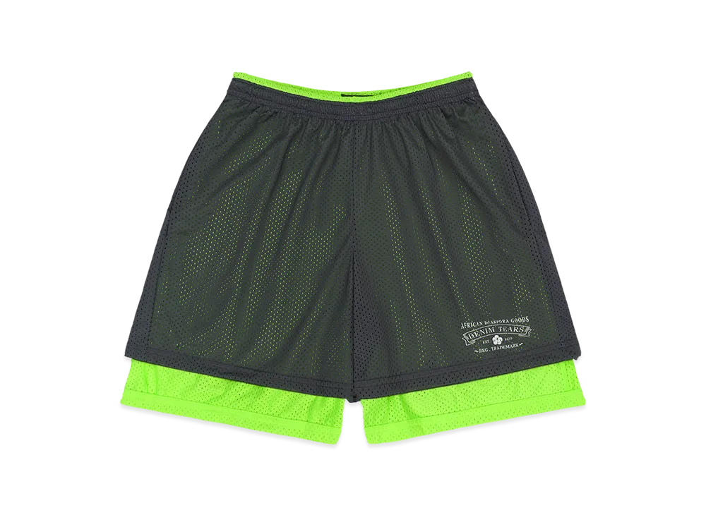 DENIM TEARS ADG Double Layer Mesh Shorts "Grey/Lime"