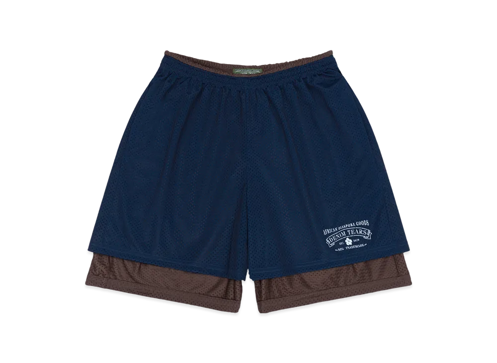 DENIM TEARS ADG Double Layer Mesh Shorts "Navy/Brown"