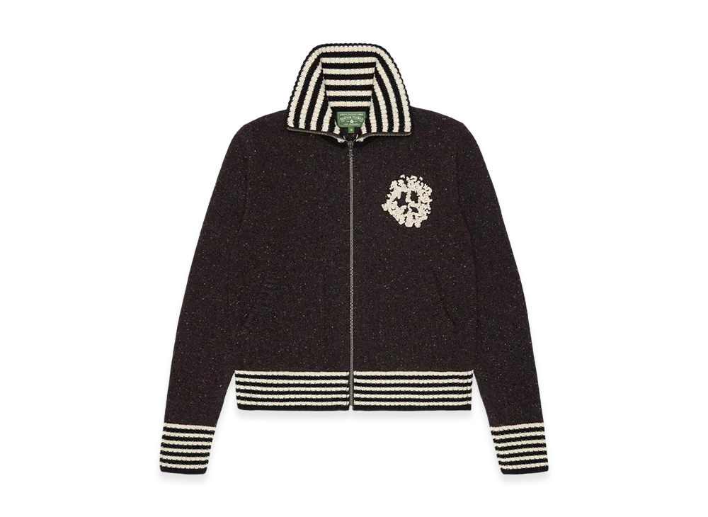 DENIM TEARS University Zip Up Sweater "Black"