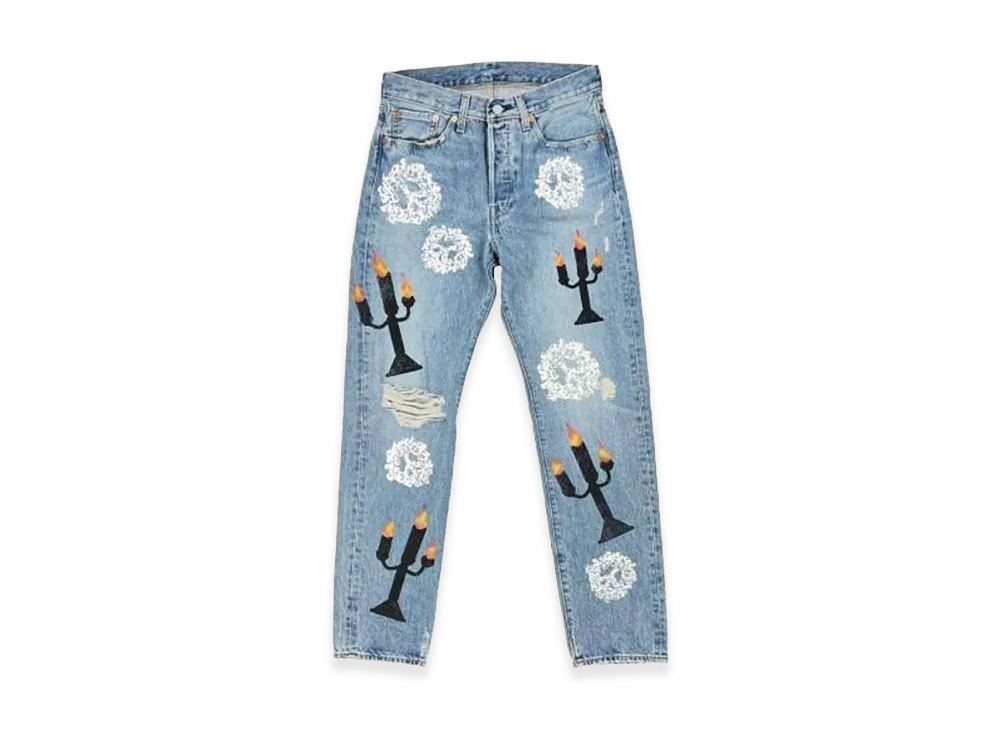 デニムティアーズ x ヴァージルアブロー アブローティアーズ メッセージインアティアー プリントジーンズ "ライトウォッシュ"