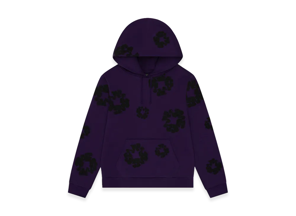 DENIM TEARS Black Cotton Wreath Hoodie "Purple"
