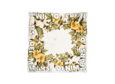 DENIM TEARS Cotton Floral Logo Silk Scarf "White"