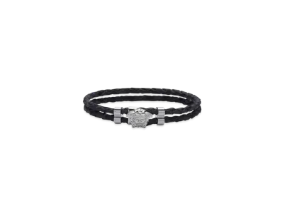 Versace Medusa Braided Leather Bracelet "Black"