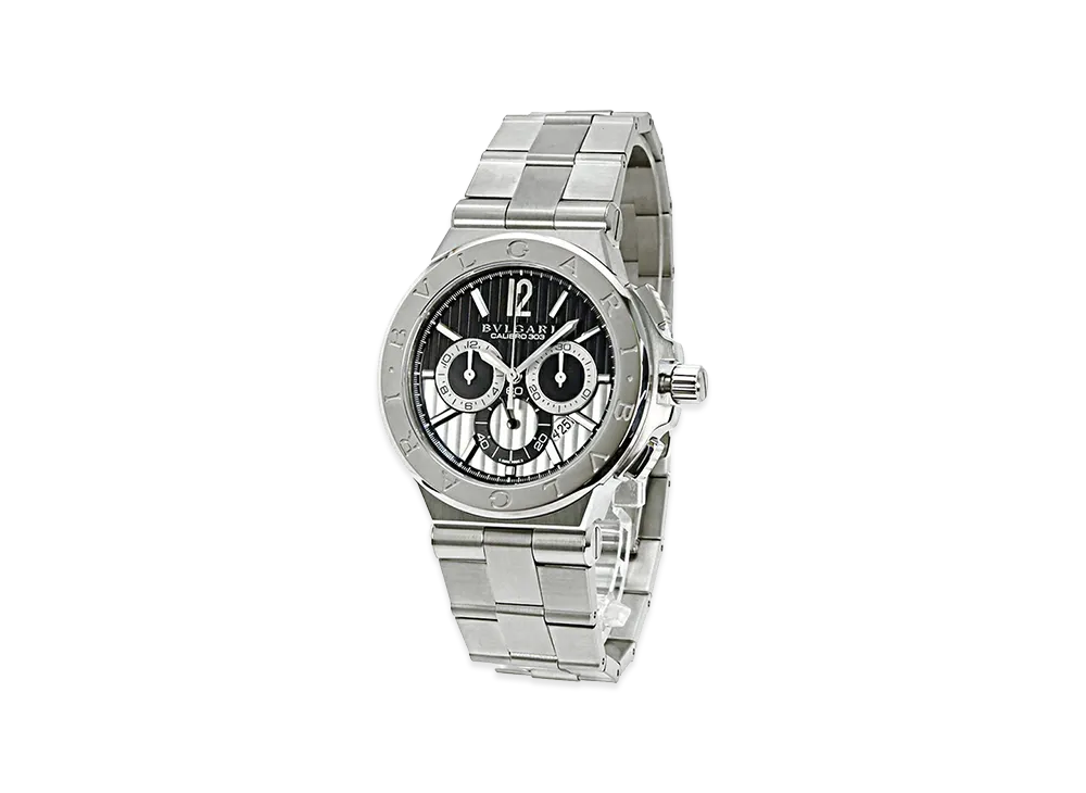 BVLGARI Diagono Calibro 303 Black Silver Round Automatic "Silver/Black"