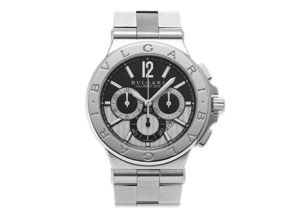 BVLGARI Diagono Calibro303 "Black/Silver/Stainless Steel/Silver"