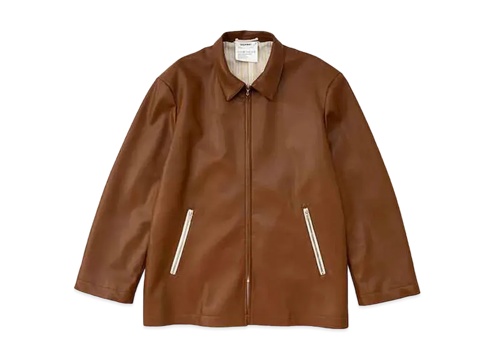 DIGAWEL Synthetic Leather Half Coat "Brown"
