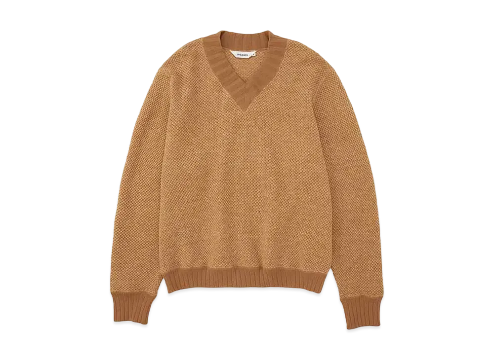 DIGAWEL Hexagonal Patterns Knit Rib Sweatshirt "Beige"