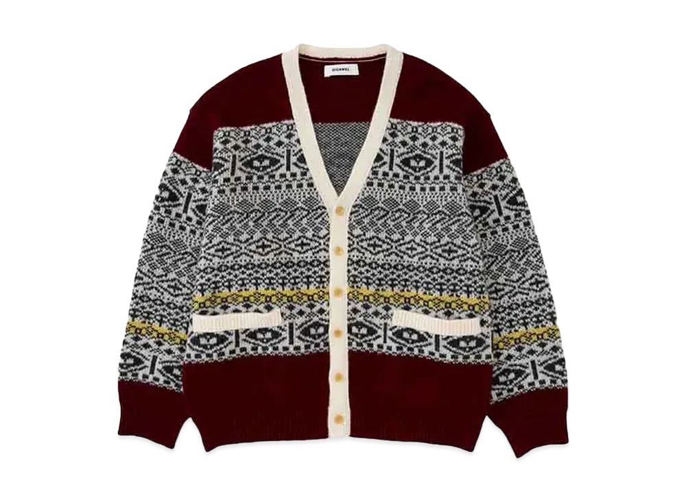 DIGAWEL Jacquard Cardigan "Maroon"