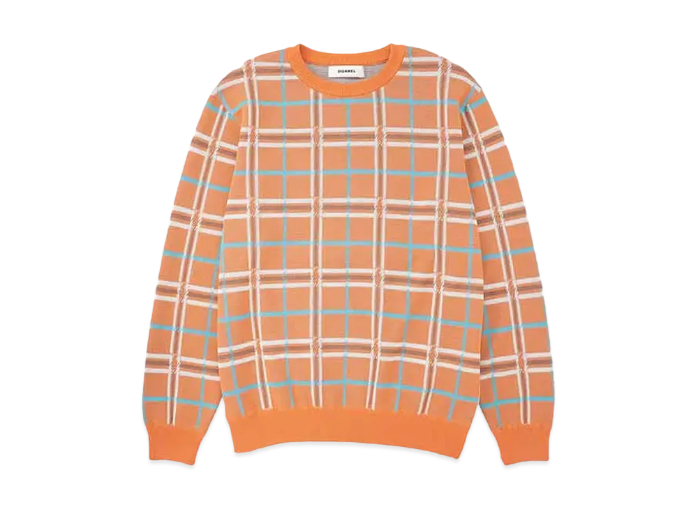 DIGAWEL Knit&Sewn Check Sweater "Red"