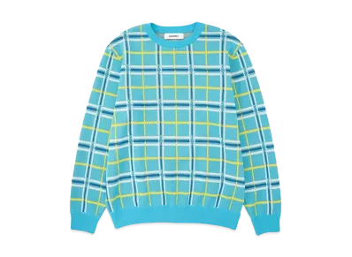 DIGAWEL Knit&Sewn Check Sweater "L.Blue"