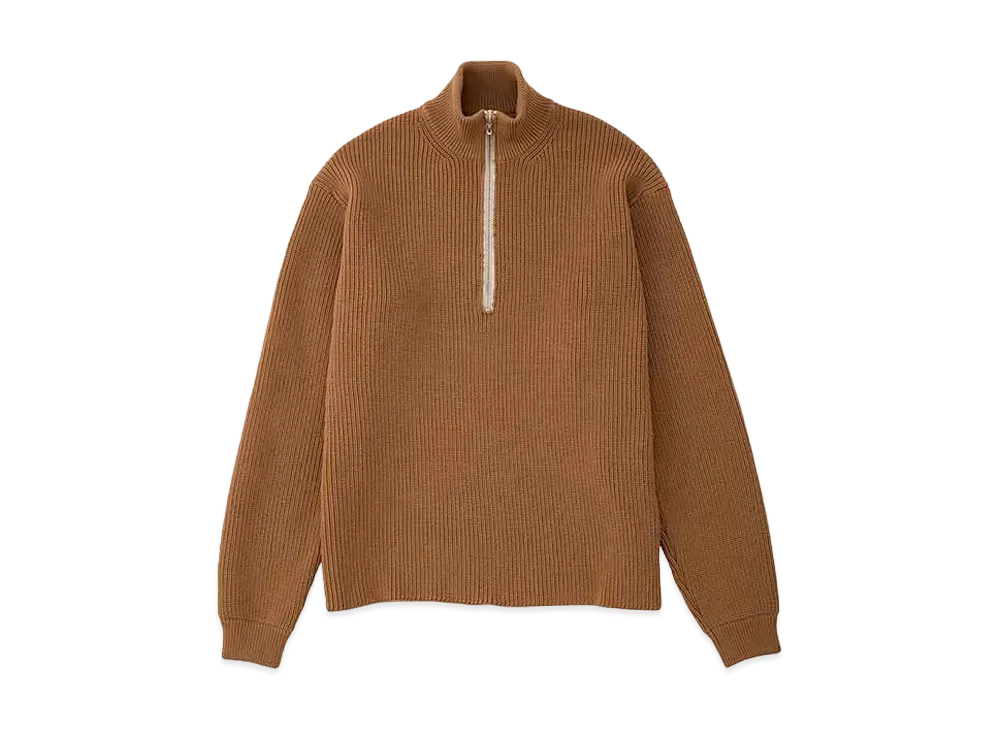 DIGAWEL Rib Knit Zip Sweater "Camel"