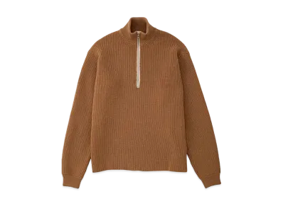 DIGAWEL Rib Knit Zip Sweater "Camel"