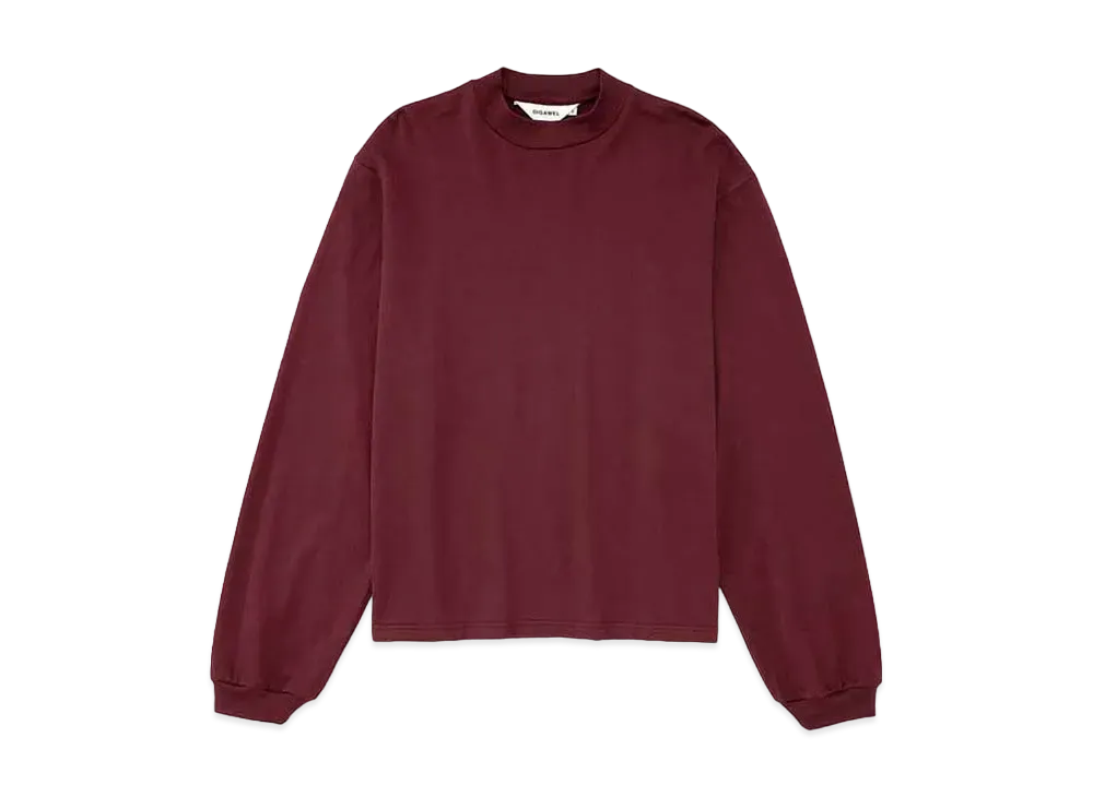 DIGAWEL Mock Neck L/S T-shirt "Burgundy"