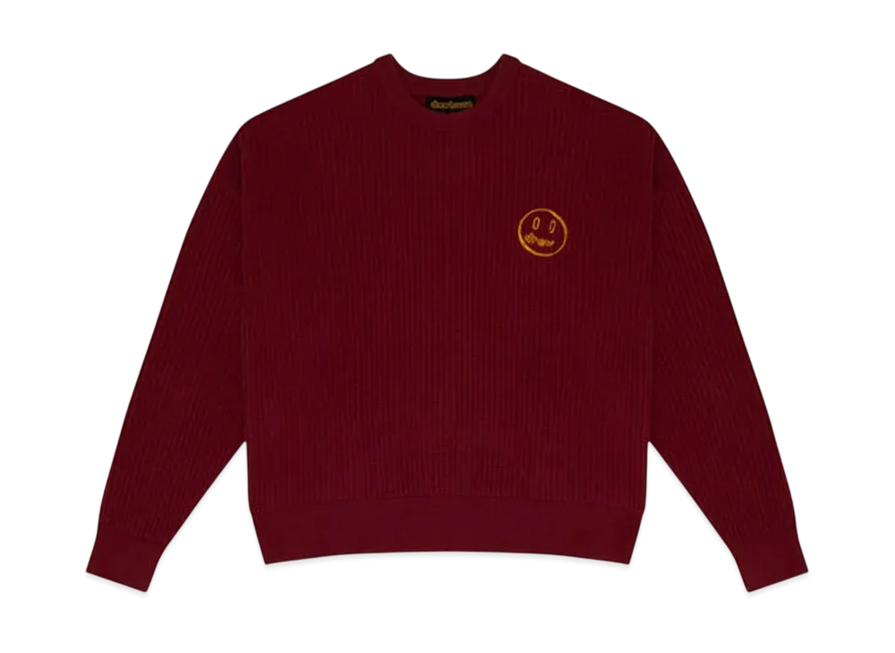 Drew House Sketch Mascot Waffle Sweater "Burgundy"