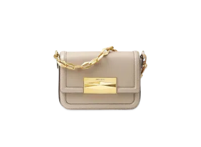 Jimmy Choo Diamond Crossbody Box Calf Leather Crossbody Bag "Taupe/Gold"