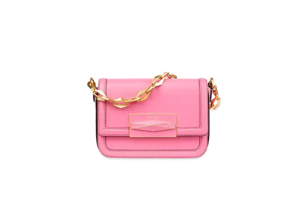 Jimmy Choo Diamond Crossbody Smooth Calf Leather Top Handle Bag "Candy Pink/Gold"