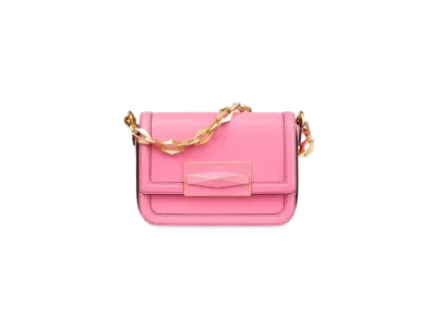 Jimmy Choo Diamond Crossbody Smooth Calf Leather Top Handle Bag "Candy Pink/Gold"