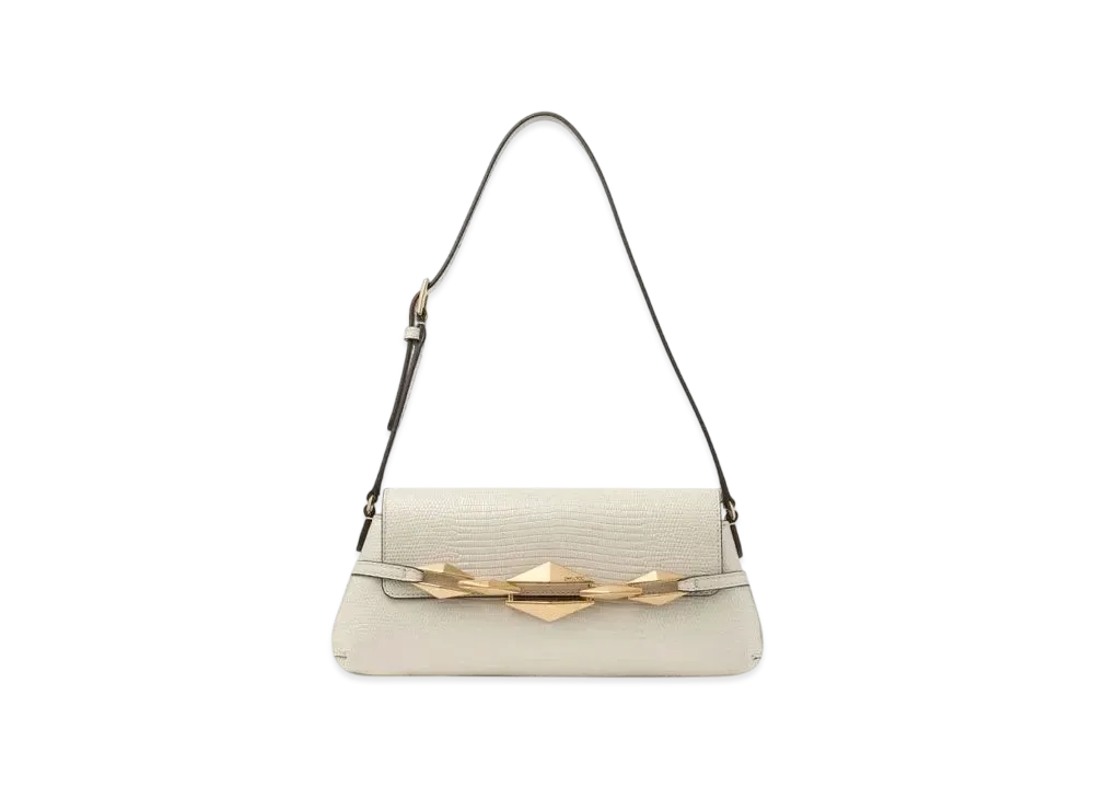 Jimmy Choo Diamond Shoulder East-West S Lizard Print Leather Mini shoulderbag "Bamboo/Gold"