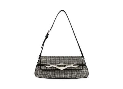 Jimmy Choo Diamond Shoulder East-West S Satin Crystal Mini Bag "Black/Antique Silver"
