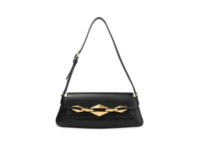 Jimmy Choo Diamond Shoulder East-West S Calf Leather Shoulder Bag "Black/Gold"