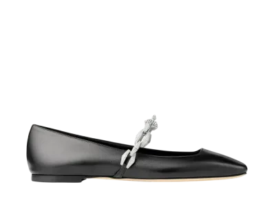 Jimmy Choo Women's Diamond Tilda Flat Nappa Leather "Black/Crystal"