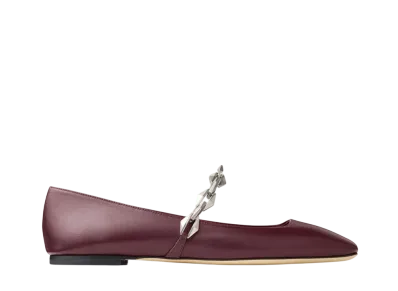 Jimmy Choo Women's Diamond Tilda Flat Nappa Leather Flats "Garnet"