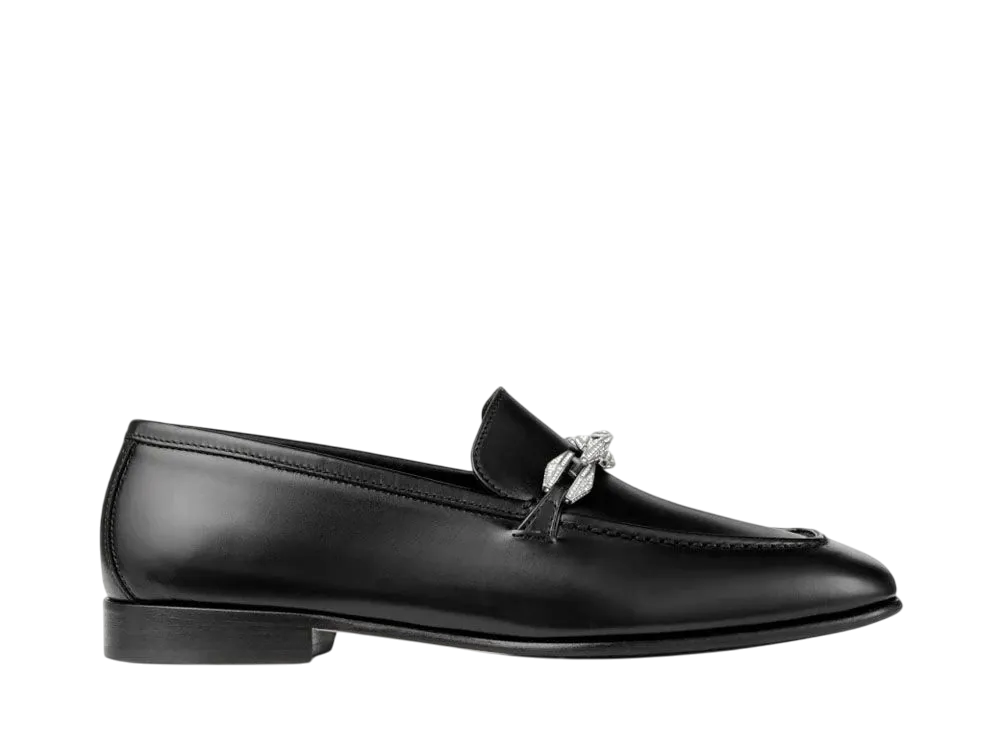 Jimmy Choo Women's Diamond Tilda Loafers Leather "Black/Crystal"