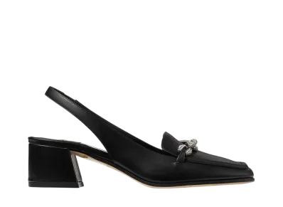 Jimmy Choo Women's Diamond Tilda Slingback 45 Leather Pumps "Black/Crystal"