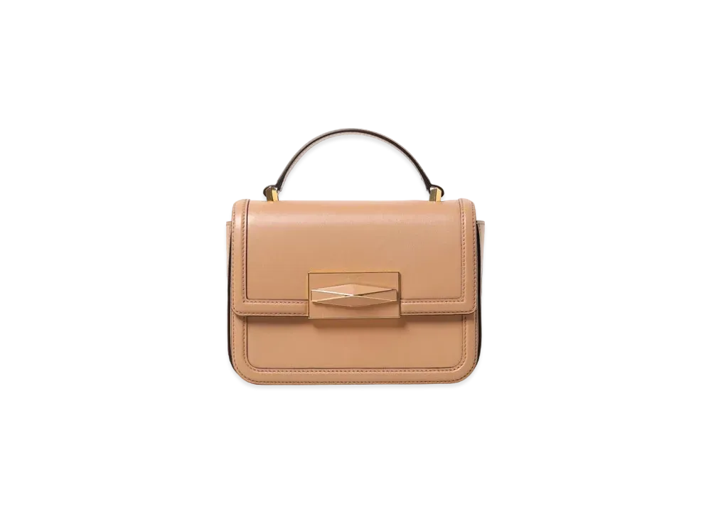 Jimmy Choo Diamond Top Handle Smooth Calf Leather Top Handle Bag "Biscuit/Gold"