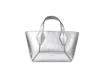 Jimmy Choo Diamond Tote/XS Vintage Metallic Leather Mini Bag "Silver/Antique Silver"