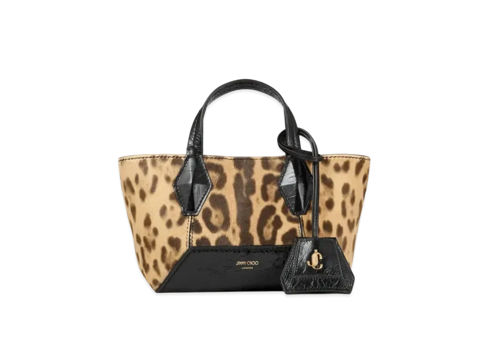 Jimmy Choo Diamond Tote /XS Leopard Print Pony Mini Bag "Natural/Black/Gold"