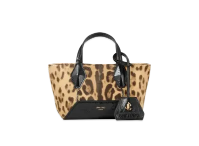 Jimmy Choo Diamond Tote /XS Leopard Print Pony Mini Bag "Natural/Black/Gold"