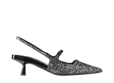 Jimmy Choo Women's Didi 45 Glitter Patent Pumps "Silver/Black/Black"