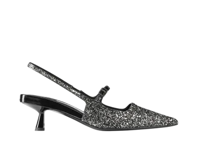 Jimmy Choo Women's Didi 45 Glitter Patent Pumps "Silver/Black/Black"