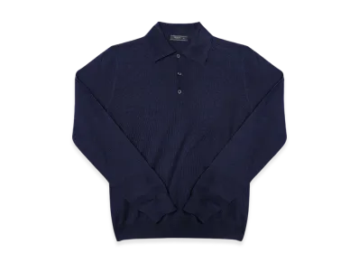 PRADA Collar Wool Polo Knit "Navy"
