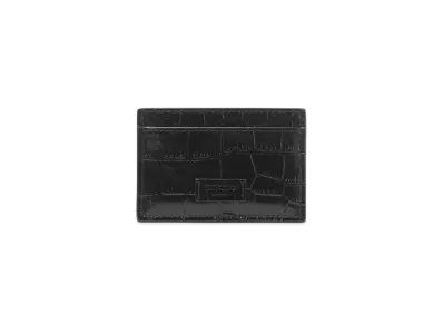 Jimmy Choo Dom Crocodile Embossing Leather Card Holder "Black/Gunmetal"