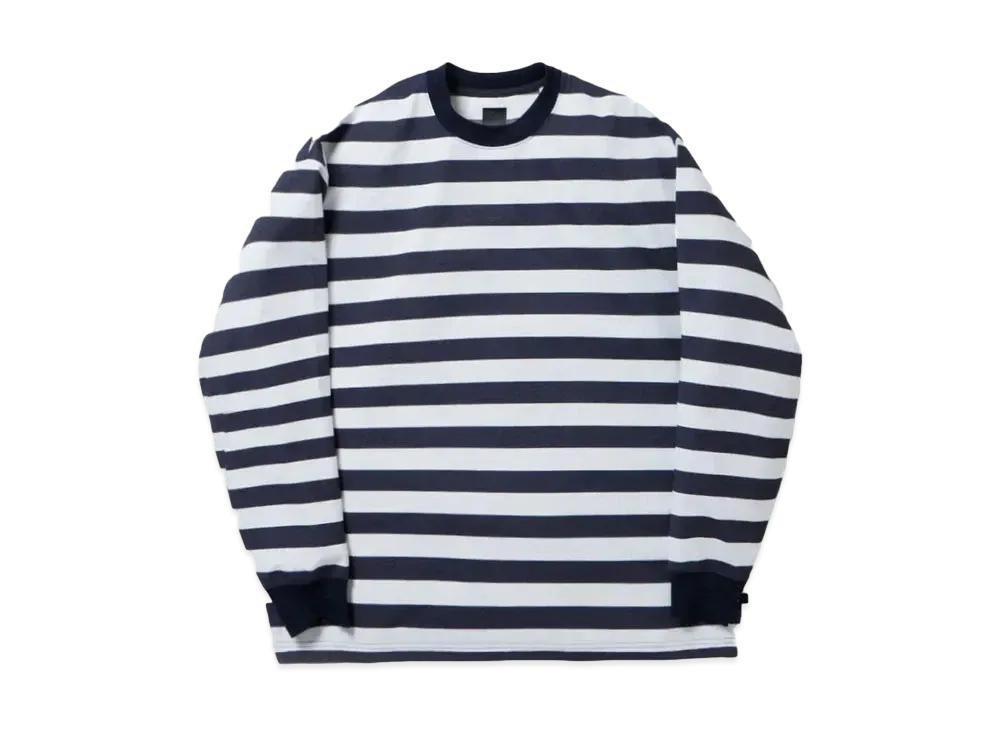 DAIWA PIER39 Tech Drawstring Border L/S Tee "White x Navy"