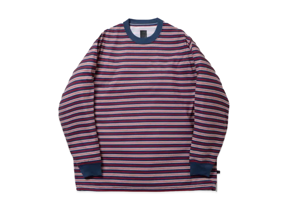 ダイワピア39 テック ドローストリング マルチ ボーダー L/S ティー "ライトネイビー x ボルドー"