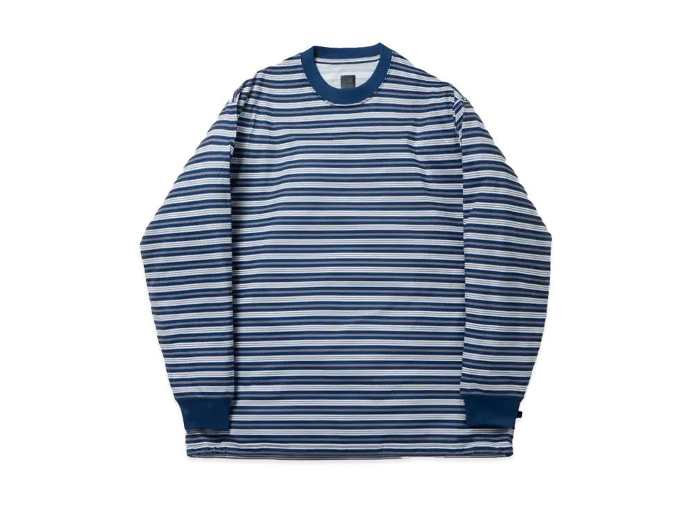 DAIWA PIER39 Tech Drawstring Multi Border L/S Tee "Navy x Gray"