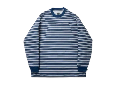 DAIWA PIER39 Tech Drawstring Multi Border L/S Tee "Navy x Gray"