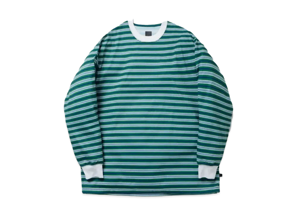 DAIWA PIER39 Tech Drawstring Multi Border L/S Tee "Green x Blue"