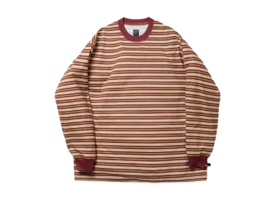 DAIWA PIER39 Tech Drawstring Multi Border L/S Tee "Burgundy x Mustard"