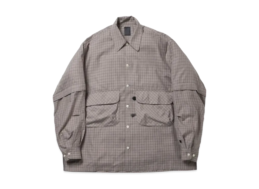 ダイワピア39 テック スポーツ オープン カラー シャツ L/S ミニ プラッド "グレージュ チェック"