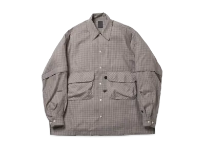 DAIWA PIER39 Tech Sports Open Collar Shirts L/S Mini Plaids "Greige Check"