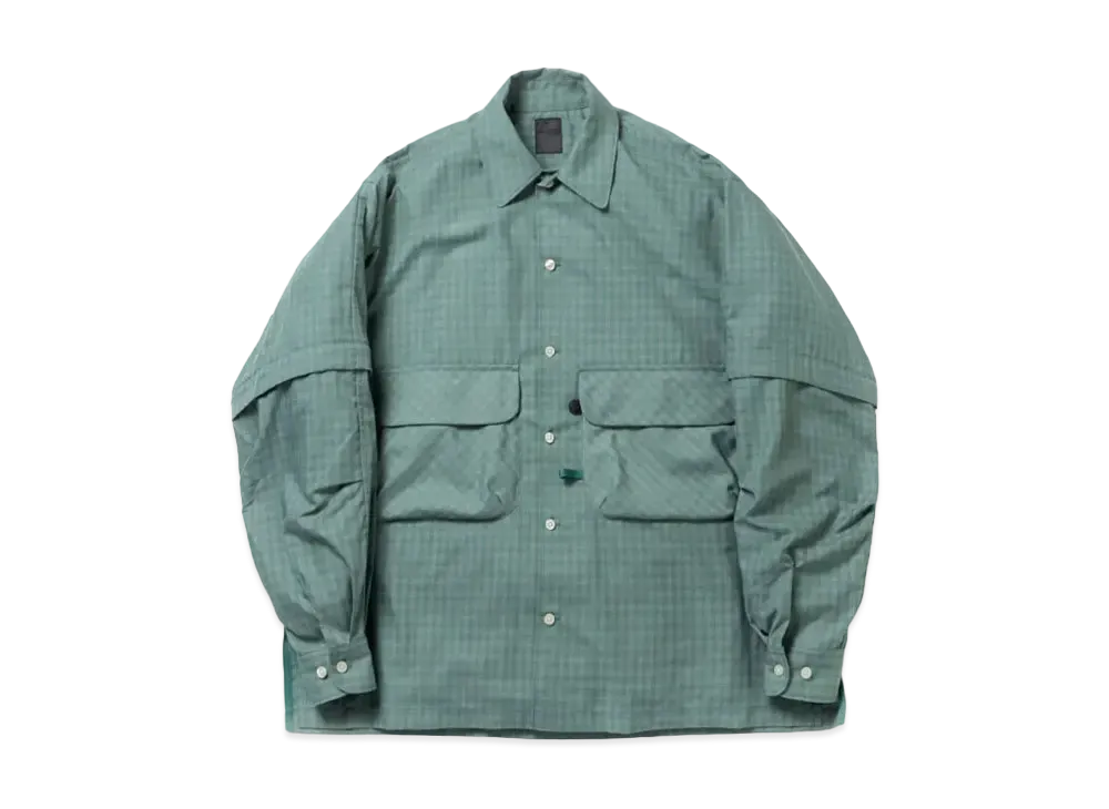 DAIWA PIER39 Tech Sports Open Collar Shirts L/S Mini Plaids "Dark Green Check"