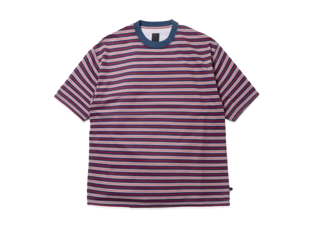DAIWA PIER39 Tech Drawstring Multi Border S/S Tee "Light Navy x Bordeaux"